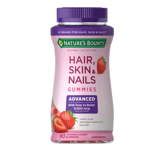 Nature's Bounty Advanced Hair, Skin and Nails Strawberry Gummies, 6000mcg Biotin, 80Ct.
