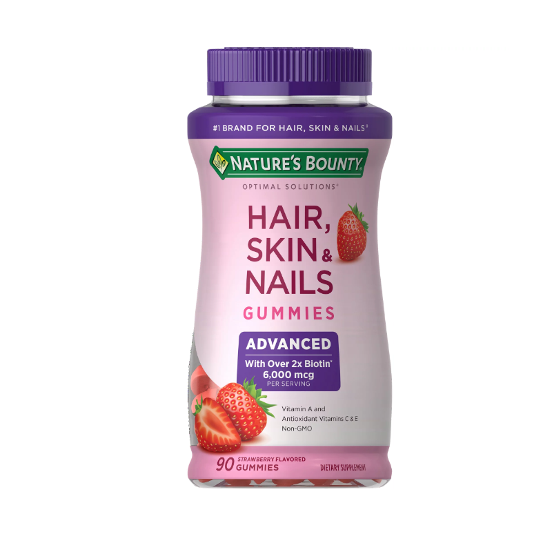 Nature's Bounty Advanced Hair, Skin and Nails Strawberry Gummies, 6000mcg Biotin, 80Ct.