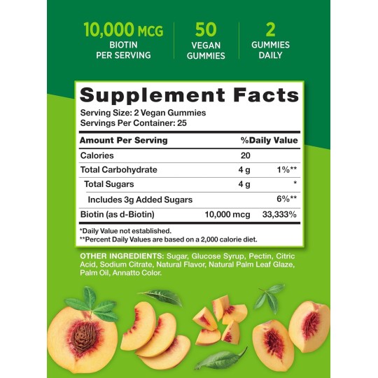 Nature's Truth Biotin 50 Gummies 10000mcg Gluten Free