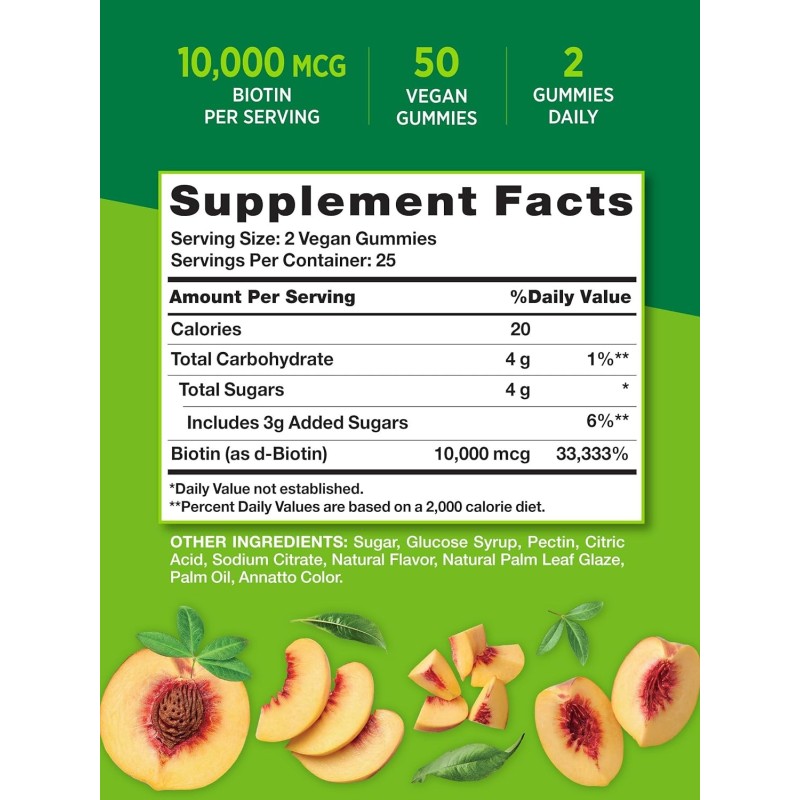 Nature's Truth Biotin 50 Gummies 10000mcg Gluten Free