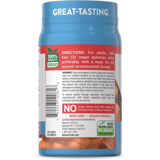 Nature's Truth Biotin 50 Gummies 10000mcg Gluten Free