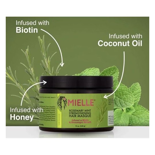 MIELLE ORGANICS Masque croissance capillaire Romarin Menthe poivrée 340g