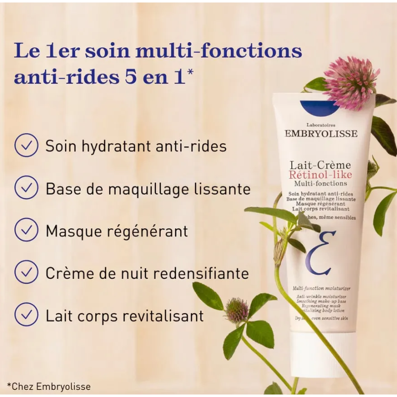 EMBRYOLISSE Lait-Crème Rétinol-Like Multifonctions - Visage et Corps 75ml