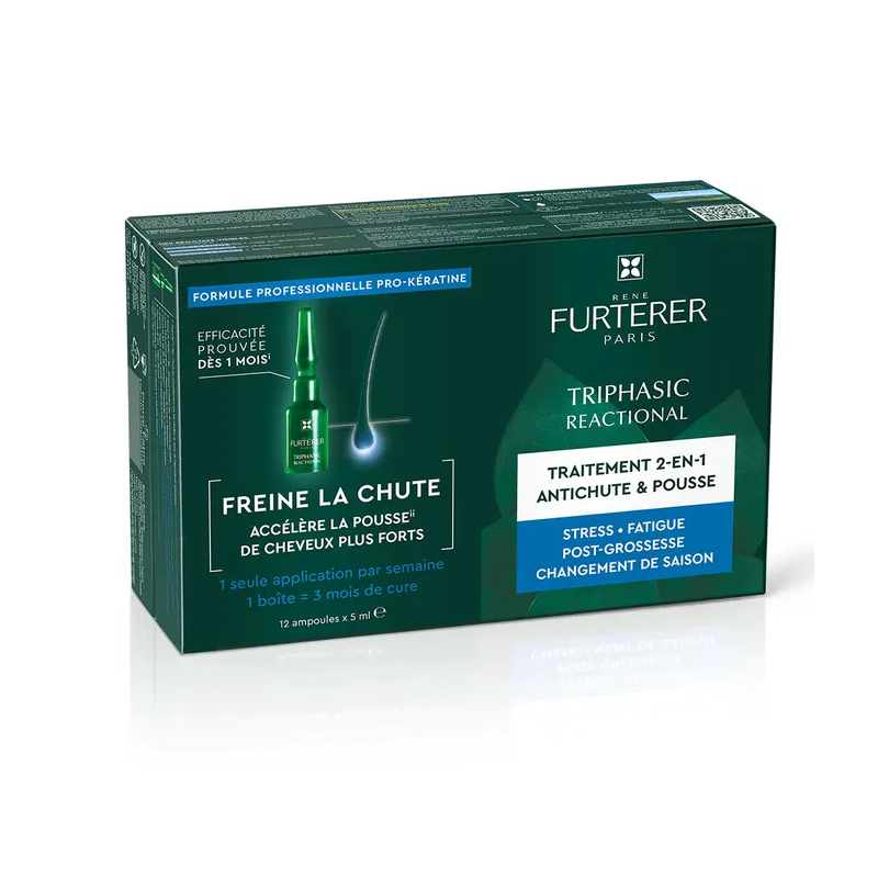 Rene Furterer TRIPHASIC  Traitement Anti-Chute Réactionnelle et Pousse 12x5ml