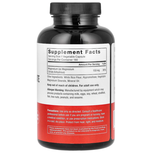 Force Factor citrate de magnésium 150 mg 180 gélules végétales