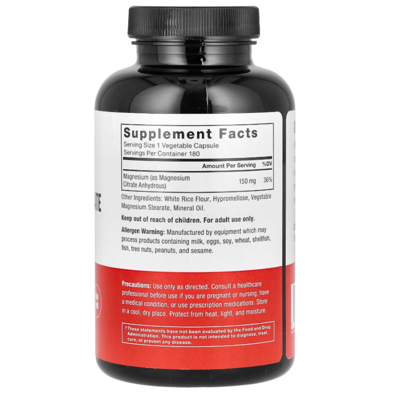 Force Factor citrate de magnésium 150 mg 180 gélules végétales