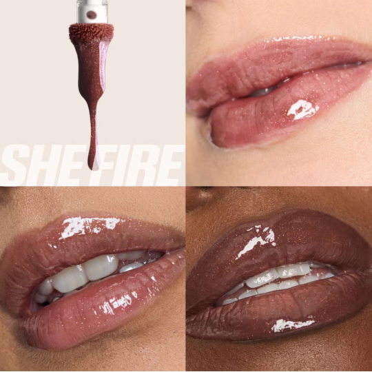 Huda Beauty Icy Nude Faux Filler Lip Gloss She Fire