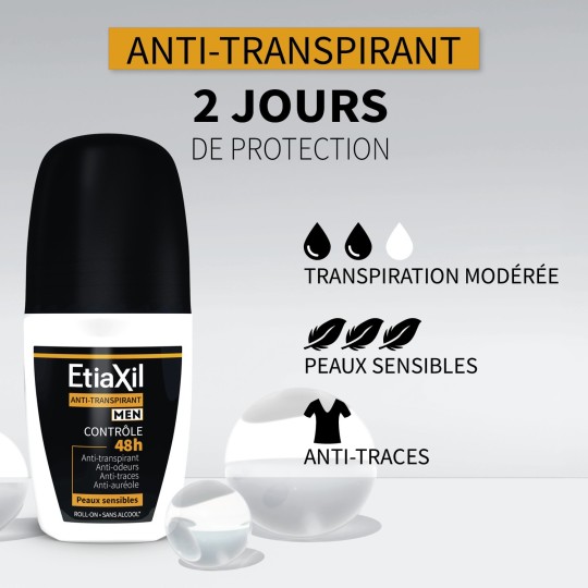 Etiaxil Déodorant Men Anti-Transpirant Contrôle 48H Roll-On 50 ml
