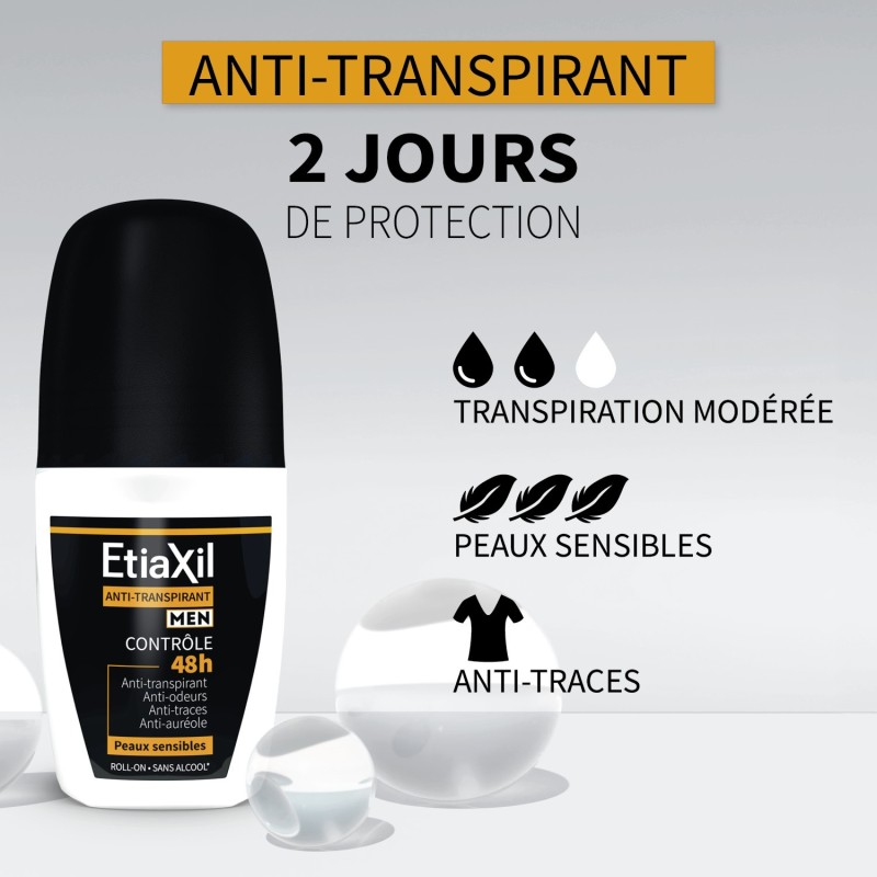 Etiaxil Déodorant Men Anti-Transpirant Contrôle 48H Roll-On 50 ml