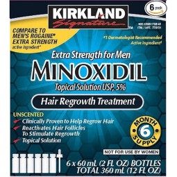MINOXIDIL 5% Kirkland Signature - 6 Bouteilles de 60ml - 6 mois