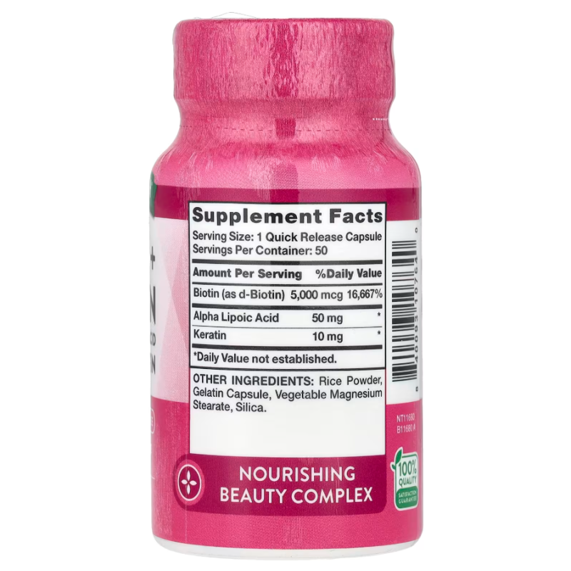 Nature's Truth Biotine + Kératine avec acide alpha-lipoïque 50 jours