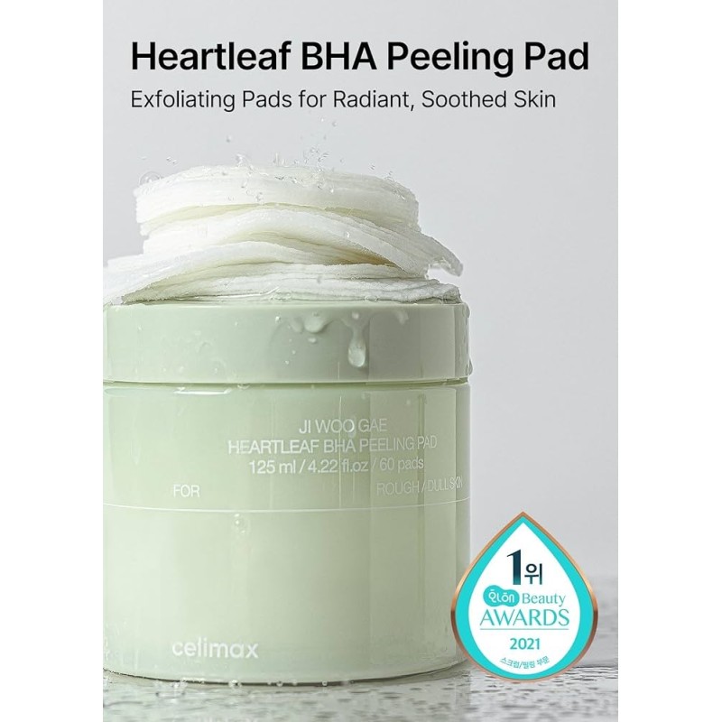 CELIMAX - Tampon exfoliant Ji Woo Gae Heartleaf BHA - 60pcs
