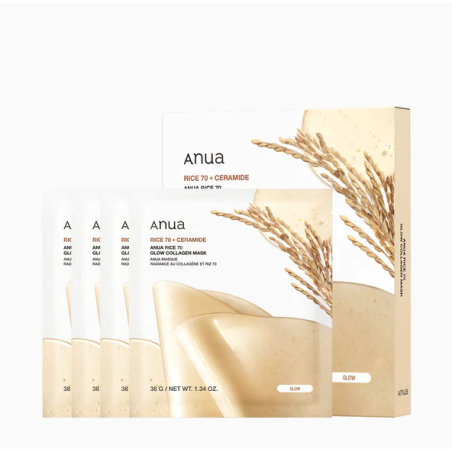 Anua Rice 70 Glow Collagen Mask 4 pcs