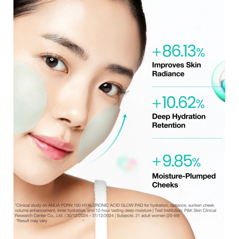 ANUA PDRN 100 Hyaluronic Acid Glow Pad - Disques hydrantants à l'acide hyaluronique