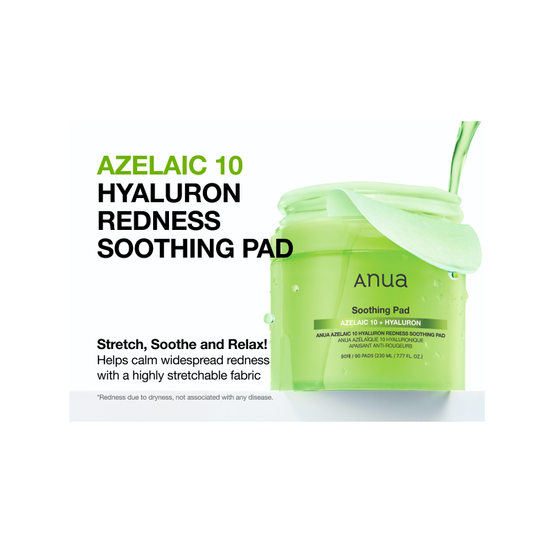 ANUA Azelaic 10 Hyaluron Redness Soothing Pad - Disques apaisants anti-rougeurs