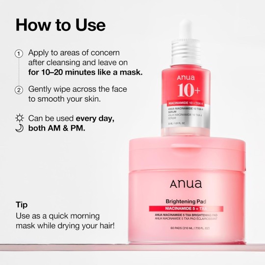 ANUA Niacinamide 5 TXA Brightening Pad - Disques éclaircissants à la niacinamide