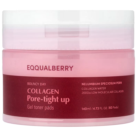 EQQUALBERRY Tampons de gel tonique au collagène pour resserrer les pores 60pads