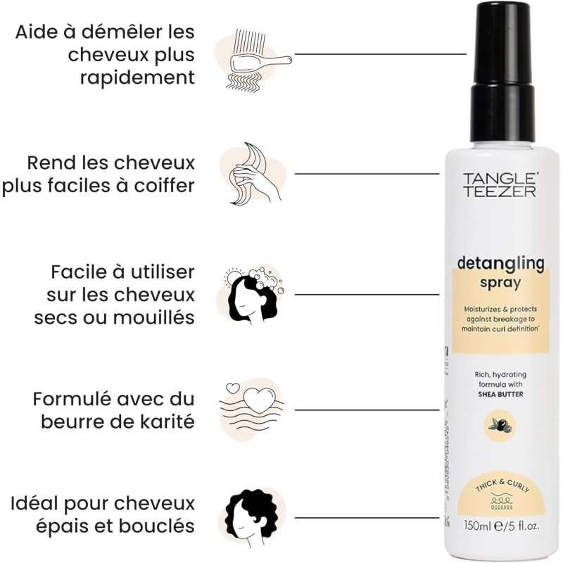 Tangle Teezer Everyday Detangling, Spray Crème Démêlant au Beurre de Karité pour Cheveux Cheveux Épais et Bouclés