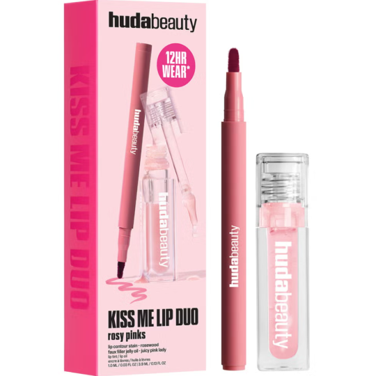 HUDA BEAUTY Kiss Me Rosy Pink Lip Duo