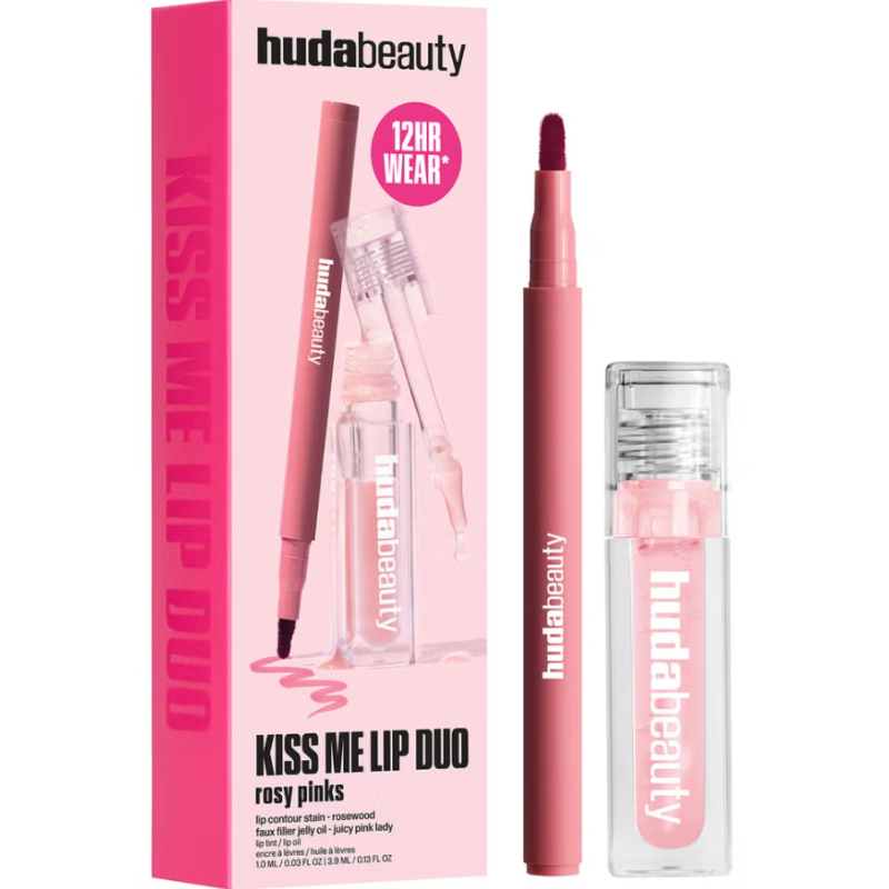 HUDA BEAUTY Kiss Me Rosy Pink Lip Duo
