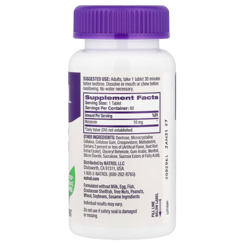 Natrol Melatonin10mg Force maximale Fraise, 60 comprimés